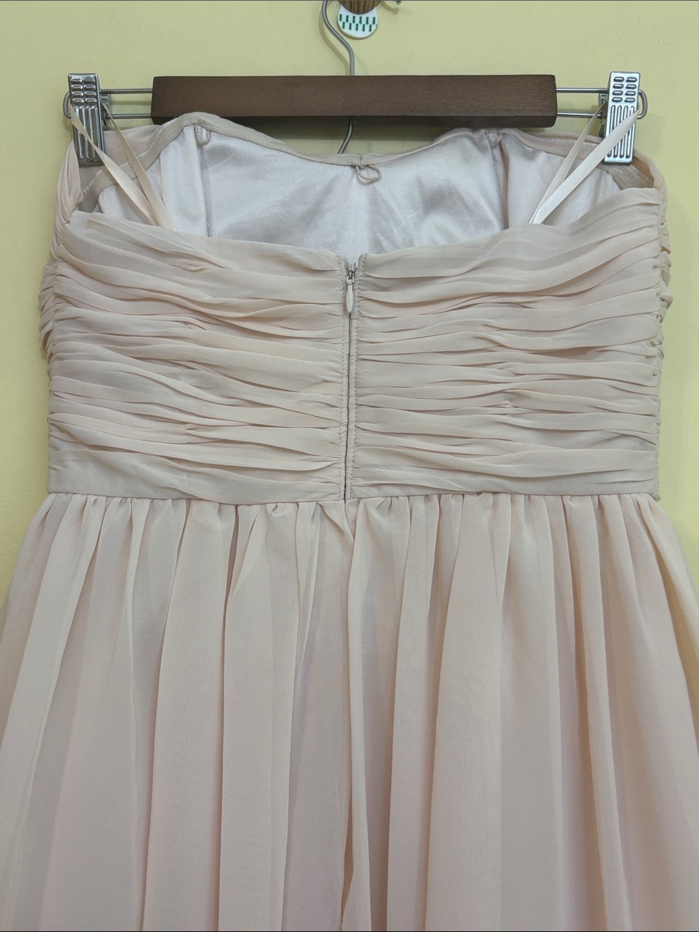 Pearl Georgina Chapman Strapless Blush Pink High-Low Chiffon Dress Beaded Bodice - Picture 14 of 16